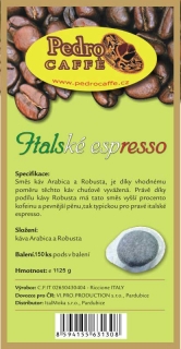Pedro Espresso Arabica 70% 7 gr 150 ESE pods